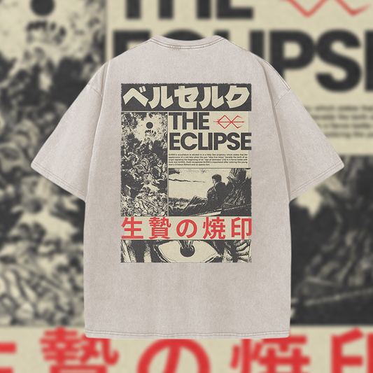 Berserk The Eclipse - Vintage Mineral Wash Graphic Tee - 230gsm, Back Print