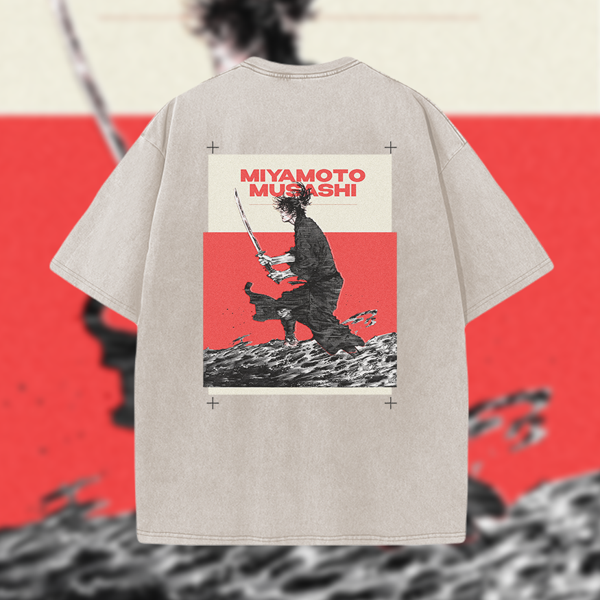 Vagabond Miyamoto Classic - Vintage Mineral Wash Graphic Tee - 230gsm, Back Print