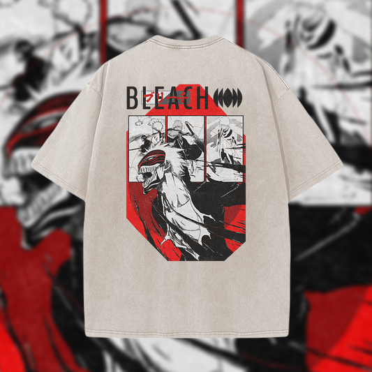 Bleach Ichigo - Vintage Mineral Wash Graphic Tee - 230gsm, Back Print