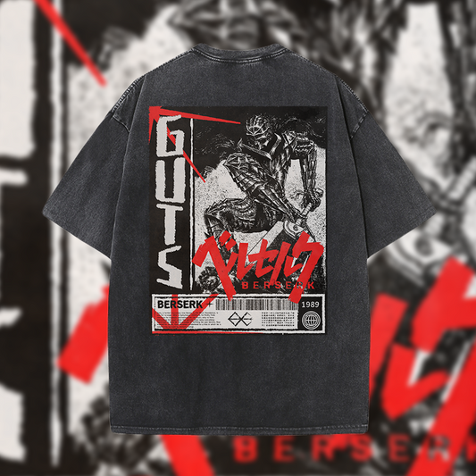 Berserk 1989 - Vintage Mineral Wash Graphic Tee - 230gsm, Back Print