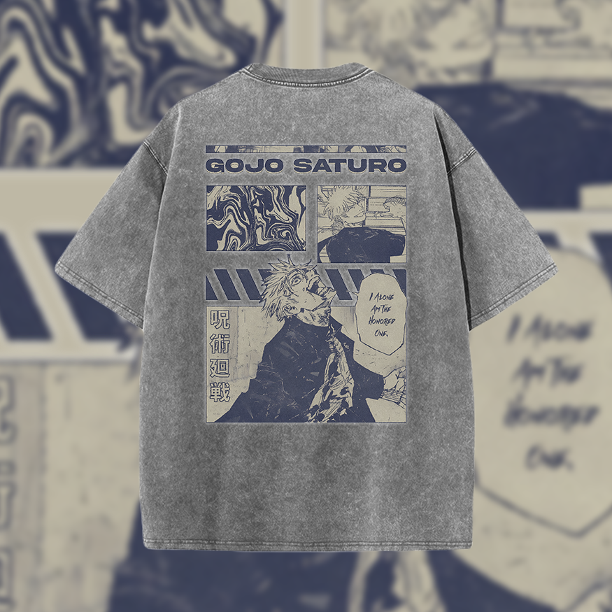 Jujutsu Kaisen The Honored One - Vintage Mineral Wash Graphic Tee - 230gsm, Back Print