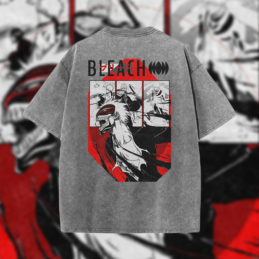 Bleach Ichigo - Vintage Mineral Wash Graphic Tee - 230gsm, Back Print